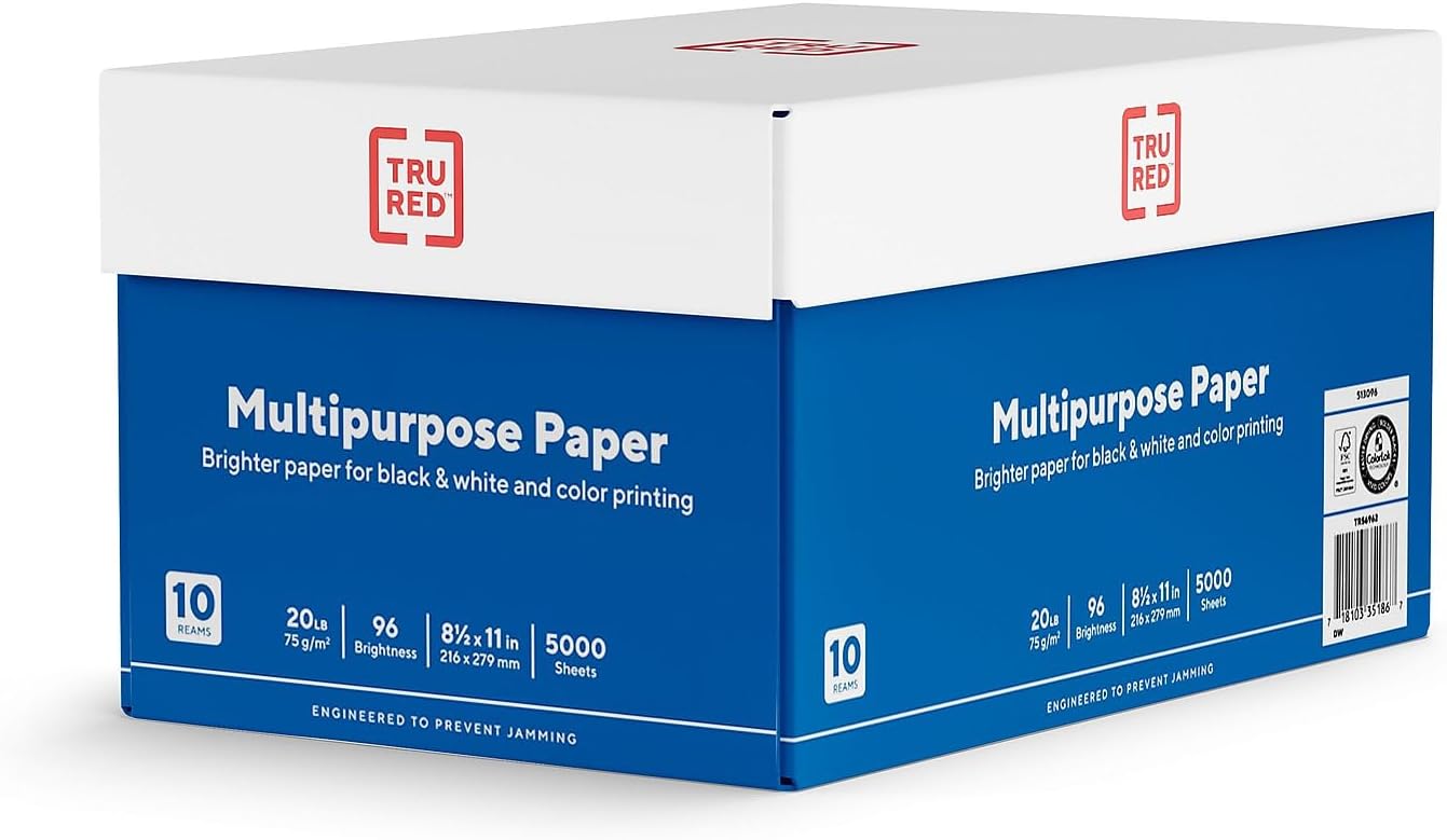 TRU RED Printer Paper, 8.5" x 11" -inch, 20 lbs., For Office, School & Home