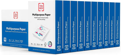 Multipurpose Paper 8.5 x 11 Inch 20 lb 96 Bright White, 10 Reams Carton | 10 Reams Carton