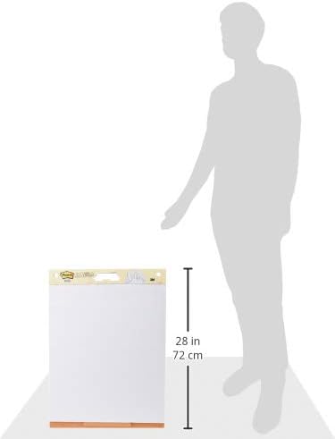 Post-it Meeting Chart, 20 x 23 Inches, 20 Sheets Per Pad, 1 Pad, Portable, White, Primary Ruled Lines, Premium Self Stick Flip Chart Paper, Great for Teachers and Students, Built-in Easel Stand
