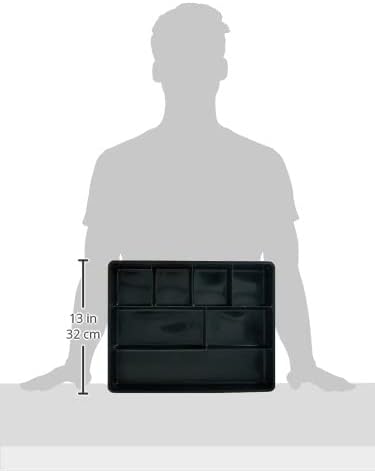 Rubbermaid Extra Deep Desk Drawer Director Tray, Plastic, 11.875 x 15 x 2.5 Inches, Black