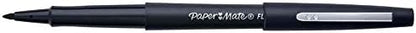 Paper Mate Pack of 6 Felt-Tip Pens Flair Original Black, Medium Point, Metal Clip, Body and Cap in Ink Color (S0190972/S0190973)