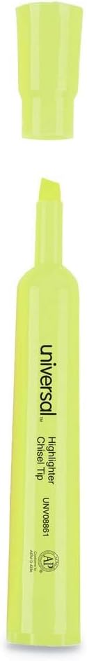 Universal 08861 Desk Highlighter, Chisel Tip, Fluorescent Yellow (Pack of 12)