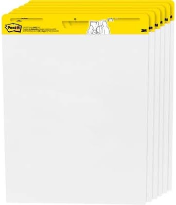 Post-it Super Sticky Easel Pad, 25 x 30 Inches, 30 Sheets/Pad, 6 Pads, Large White Premium Self Stick Flip Chart Paper, Super Sticking Power (559VAD6PK)