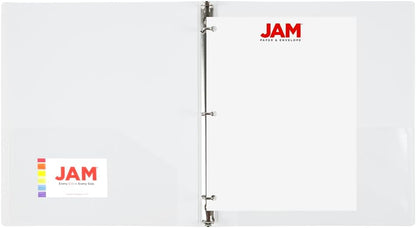 JAM PAPER Plastic 0.75 inch Binder - Clear 3 Ring Binder - Sold Individually