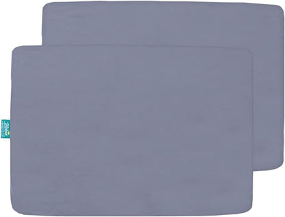 Pack and Play Sheets and Waterproof Pack n Play Mattress Protector Pad Cover 4 Pack Set, Ultra Soft Pack n Play Mattresses Sheets Compatible with Graco Pack n Play, Grey&Navy