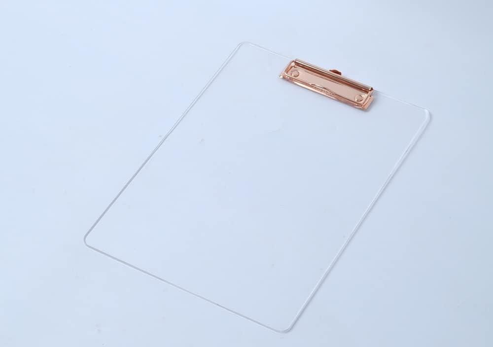 JIARI 2 Pack Clear Acrylic Office Clipboard A4 Letter Size 8.6" x 12.2" (Gold)