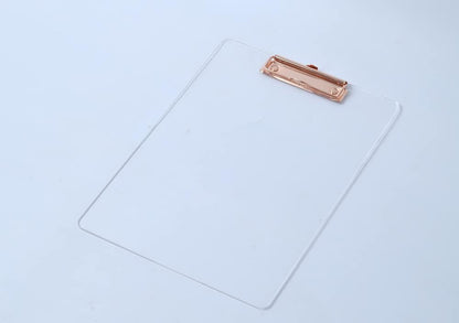 JIARI 2 Pack Clear Acrylic Office Clipboard A4 Letter Size 8.6" x 12.2" (Gold)