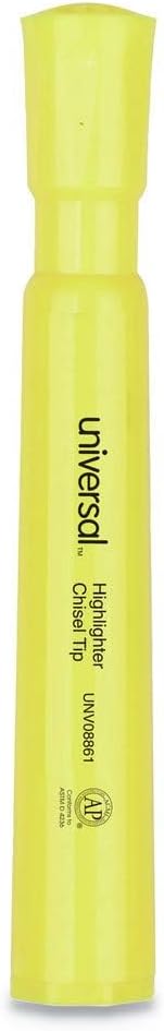 Universal 08861 Desk Highlighter, Chisel Tip, Fluorescent Yellow (Pack of 12)