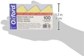 Oxford Ruled Color Index Cards, 3" x 5", Canary, 100 Per Pack (7321 CAN)