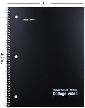 Mintra Office Spiral Notebooks, Wirebound, Journals for School, Work, Business, Aesthetic Stationery, Writing Pads, Teacher & Student Supplies (6, Pastel, College)