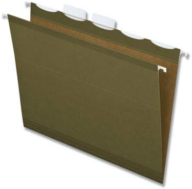 Pendaflex Ready-Tab Reinforced Hanging File Folders, Letter Size, Standard Green, 5 Tab, 25/BX (42590)