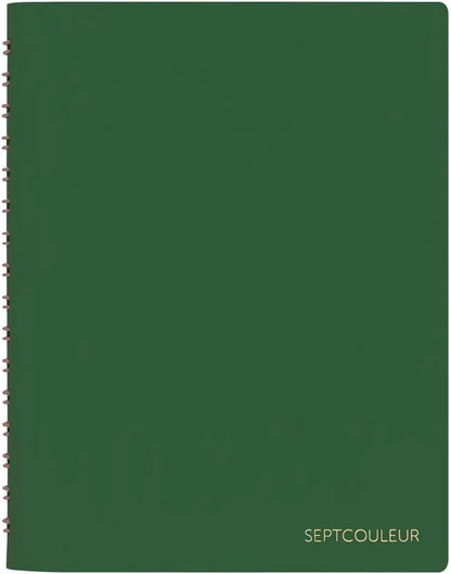 Maruman Septcouleur Grid Notebook- A5, 8.35" x 6.22", 100 Sheets / 200 Pages, 3mm Graph Paper Journal, Durable Rose Gold Wire-bound Spiral, Water Resistant Cover, Spicy Coral Pink, Made in Japan
