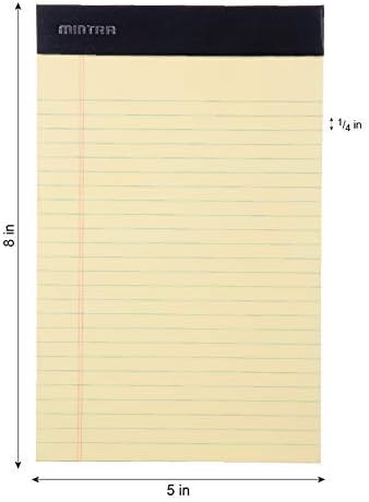 Mintra Office Colorful Legal Pads - Includes 2 Blue, 2 Pink, and, 2 Green Writing Pads, Micro Perforated Lined Sheets, Ideal for Professional & Personal Use, 5"x8" Narrow Ruled, 6 pack Basic Pastel