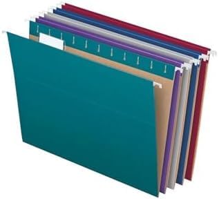 Pendaflex Recycled Hanging File Folders, 25 Pack, Letter Size (8.5" x 11"), Assorted Colors, 5 Tab Positions, Includes Tabs and Inserts, Eco-Friendly Hanging Files for Office and Document Organization