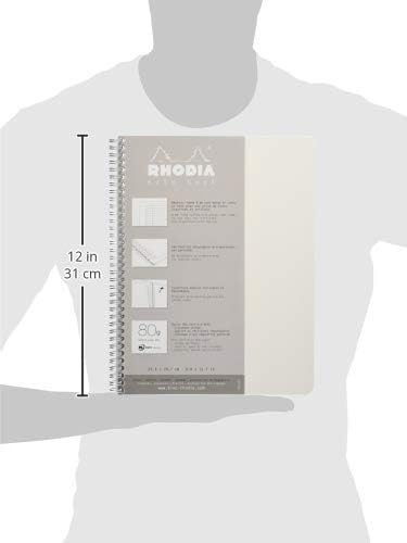 Rhodia 193101C - Spiral Notebook (Full Bound) White Notebook - A4+ - Ruled - 160 Detachable Pages - Clairefontaine Paper 80 g/m - Soft and Resistant Coated Card Cover - Classic