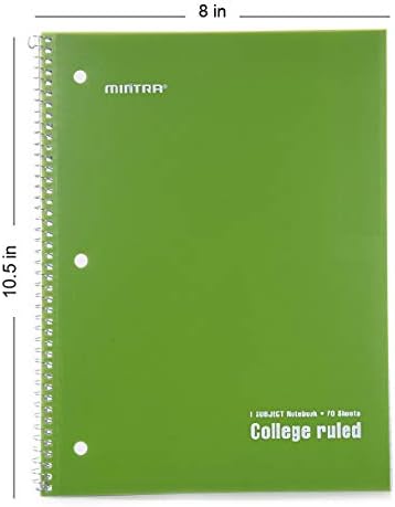 Mintra Office Spiral Notebooks, Wirebound, Journals for School, Work, Business, Aesthetic Stationery, Writing Pads, Teacher & Student Supplies (6, Pastel, College)
