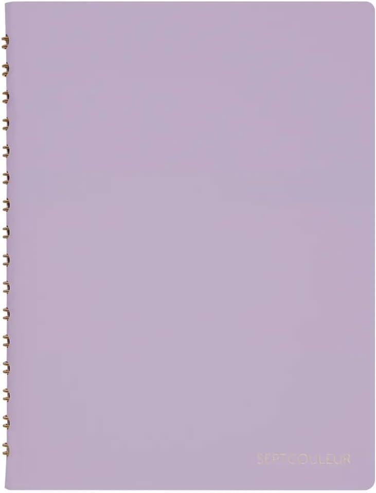 Maruman Septcouleur Grid Notebook- A5, 8.35" x 6.22", 100 Sheets / 200 Pages, 3mm Graph Paper Journal, Durable Rose Gold Wire-bound Spiral, Water Resistant Cover, Spicy Coral Pink, Made in Japan