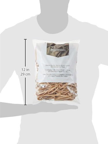 Amazon Basics Assorted Size and Color Rubber Bands, Strong Elastic Stretch Office Supplies, 0.5 lb. Variety Assortment