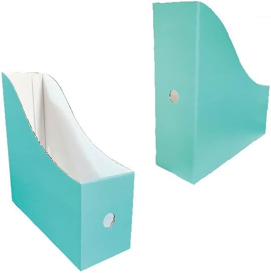 ANSSDO 12 Pack Teal Cardboard Magazine Holders, Premium Magazine File Holder for Desk, Foldable Large Volume Magazine File Organizer as Book Bins or Folder Holder for Office or School…