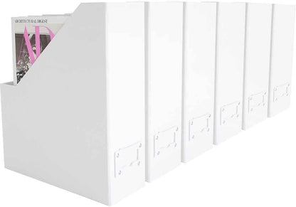 BLU MONACO Foldable Black Magazine File Holder | Set of 6 Cardboard Desk Organizer Boxes | Vertical Magazine File Holder | Standing File Holder | Office Classroom or Home