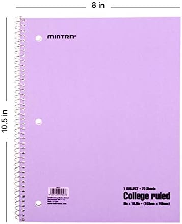 Mintra Office Spiral Notebooks, Wirebound, Journals for School, Work, Business, Aesthetic Stationery, Writing Pads, Teacher & Student Supplies (6, Pastel, College)