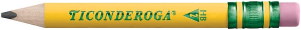 Ticonderoga My First Half-Size Wooden Pencils, Large Triangle-Barrel Pre-Sharpened #2 (HB) Short 4.5" Yellow Pencils with Erasers, Yellow, 12/Pack