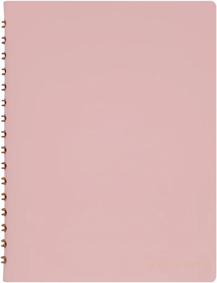 Maruman Septcouleur Grid Notebook- A5, 8.35" x 6.22", 100 Sheets / 200 Pages, 3mm Graph Paper Journal, Durable Rose Gold Wire-bound Spiral, Water Resistant Cover, Spicy Coral Pink, Made in Japan