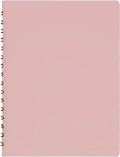 Maruman Septcouleur Grid Notebook- A5, 8.35" x 6.22", 100 Sheets / 200 Pages, 3mm Graph Paper Journal, Durable Rose Gold Wire-bound Spiral, Water Resistant Cover, Spicy Coral Pink, Made in Japan