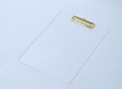 JIARI 2 Pack Clear Acrylic Office Clipboard A4 Letter Size 8.6" x 12.2" (Gold)
