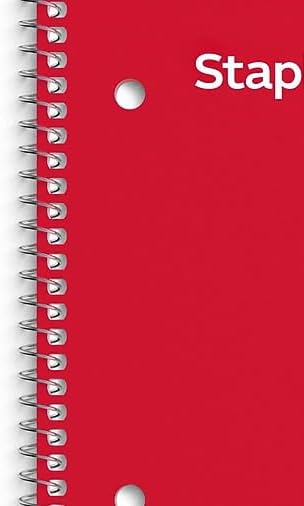 STAPLES 1‑Subject Spiral Notebook, 8” x 10.5”, College Ruled, 70 Sheets, Assorted Colors, 6‑Pack