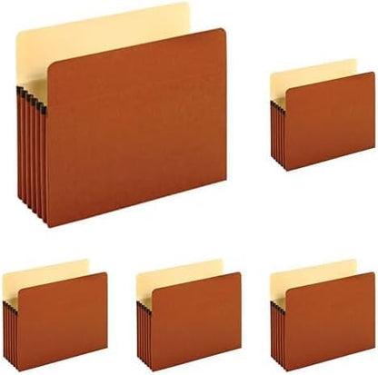 Pendaflex Expanding File Pockets, Letter Size, 5.25" Expansion, Reinforced with DuPont™ Tyvek® Material, Redrope, 10 per Box (1534G-OX)