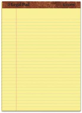 TOPS The Legal Pad Writing Pads, 8-1/2" x 11-3/4", Canary Paper, Legal Rule, 50 Sheets, 3 Pack (75327)
