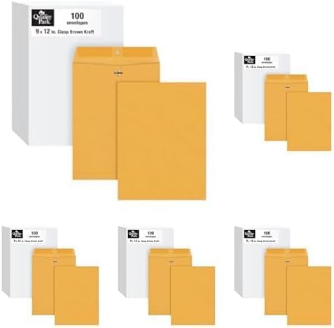 Quality Park 9 x 12 Clasp Envelopes with Deeply Gummed Flaps, Great for Filing, Storing or Mailing Documents, 28 lb Brown Kraft, 100 per Box (QUA37890)