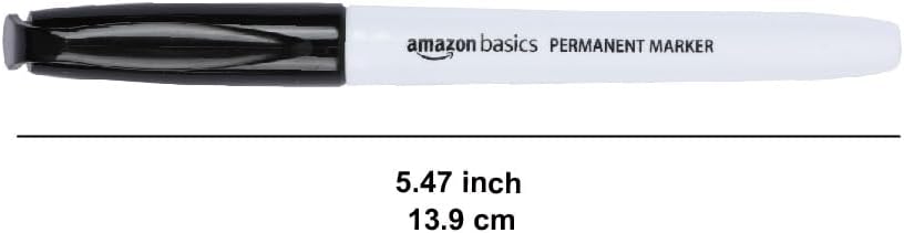 Amazon Basics Fine Tip Permanent Markers for Writing, Drawing, Quick Drying, Office, School, and Home Use, Black, 24 Pack