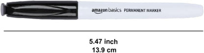 Amazon Basics Fine Tip Permanent Markers for Writing, Drawing, Quick Drying, Office, School, and Home Use, Black, 24 Pack