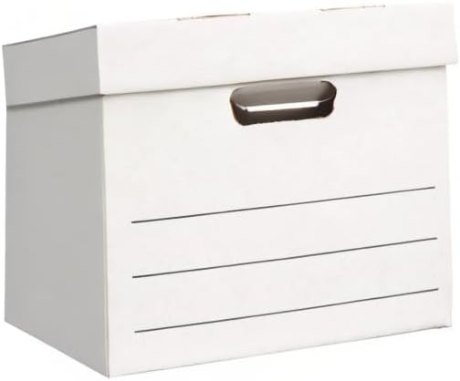 Amazon Basics Storage/Filing Boxes with Lift-Off Lid, Letter/Legal Size, Collapsible, Tape-Free Assembly, White, 16.2" L x 12.5" W x 10.5" H, 20-Pack