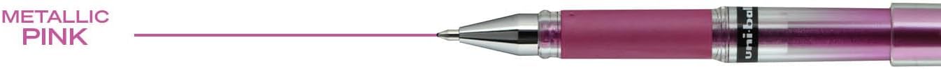 uniball Signo Gel Impact Pens, Bold Point (1.0mm), Metallic Pink Ink, 6 Pens