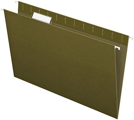 Pendaflex Recycled Hanging File Folders, 25 Pack, Green, Legal Size (8.5" x 14"), 5 Tab Positions, Includes Tabs and Inserts, Eco-Friendly Hanging Files for Office and Document Organization