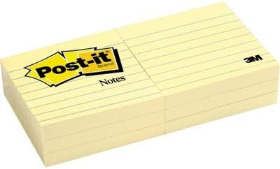 Post-it Notes, 3 in x 3 in, 12 Lined Sticky Notes Pads, 100 Sheets per Pad, The Iconic Canary Yellow Note, New Year Organization or Second Semester School Supplies