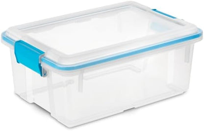 Sterilite 4-Pack Gasket Box, Weather-Resistant Storage Bins with Latching Lids, 32 Quart - Heavy-Duty Organizing Containers for Closet, Bathroom, and Office