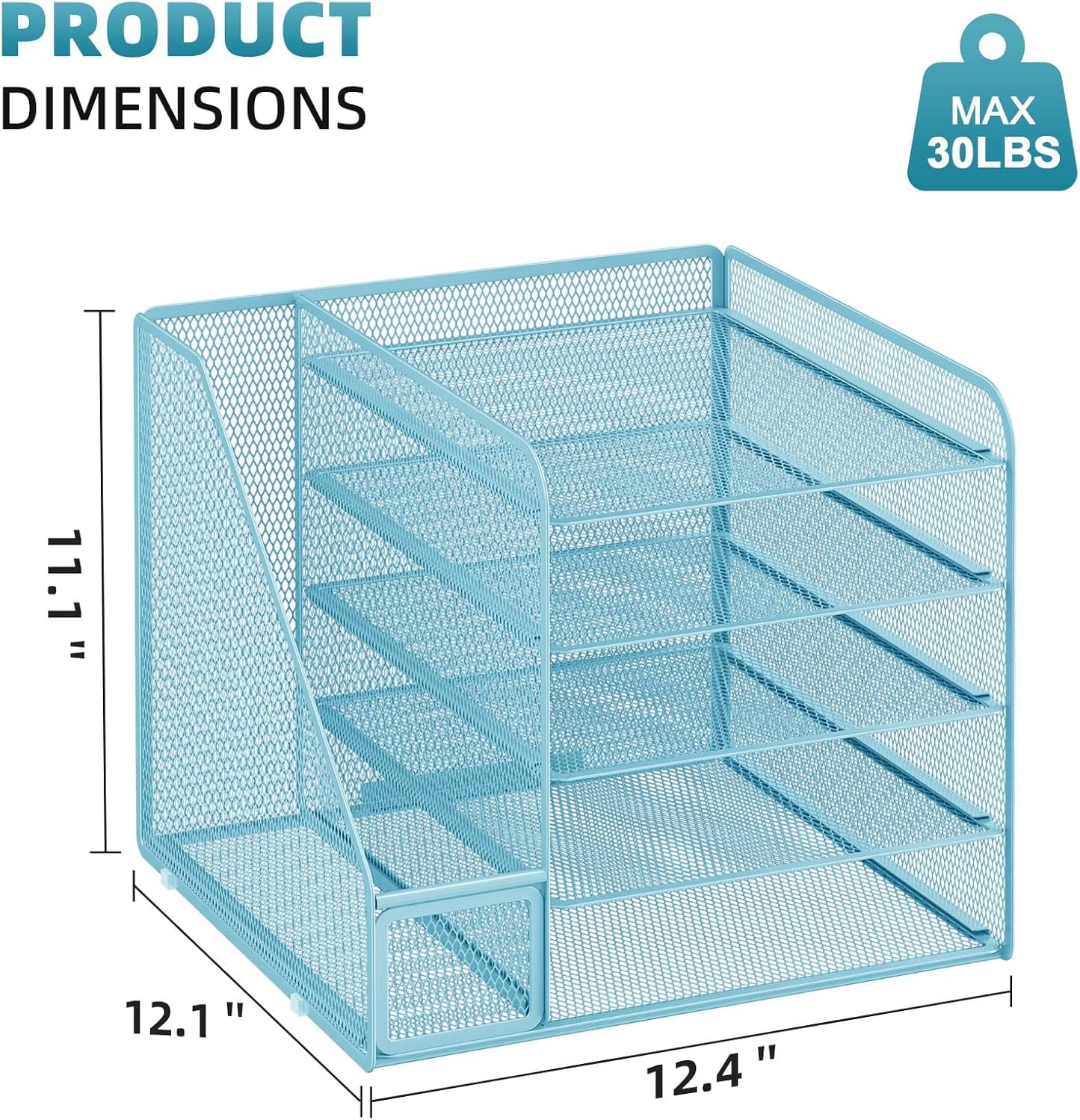 Desk Organizers and Accessories, 5-Tier Paper Letter Tray Organizer with File Holder, Mesh File Organizer, Office Desk Accessories & Organization for Supplies (Black)