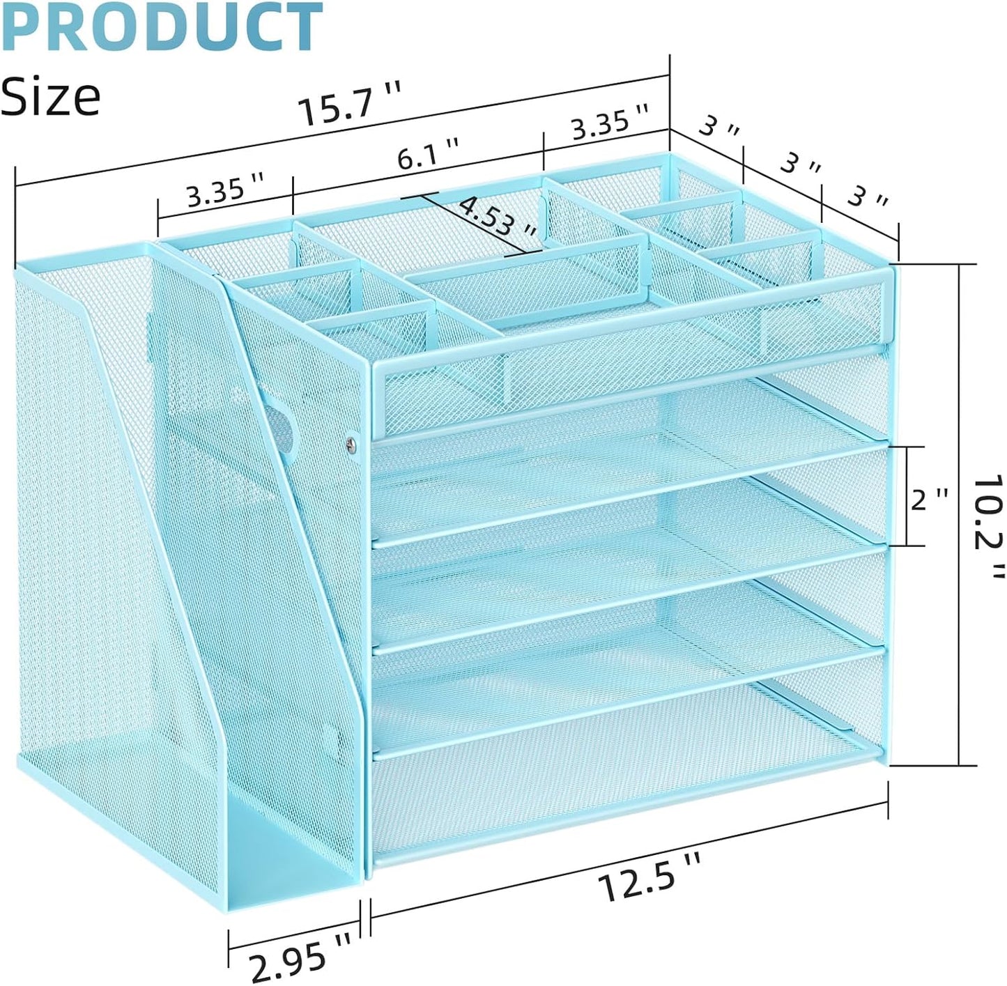 Desk Organizers and Accessories, 5-Tier Paper Letter Tray Organizer with File Holder, Mesh File Organizer, Office Desk Accessories & Organization for Supplies (Black)