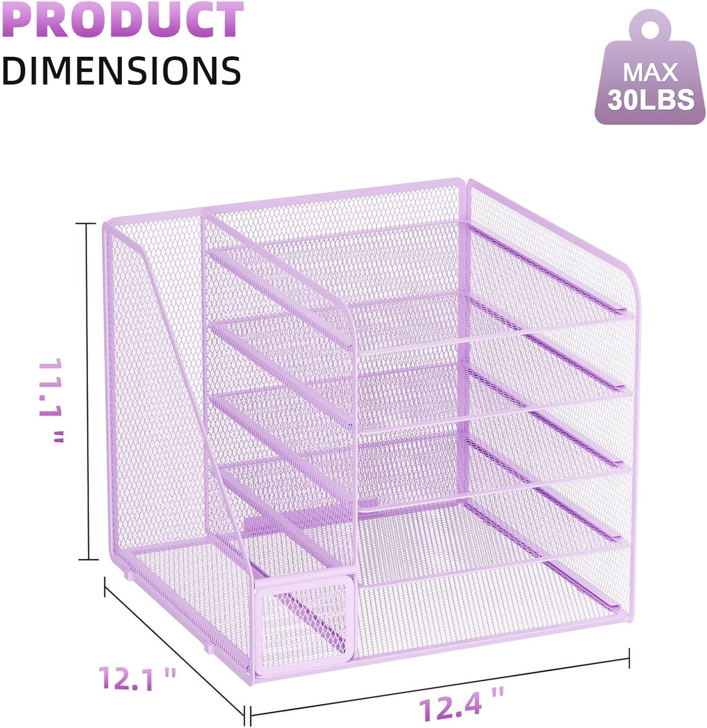 Desk Organizers and Accessories, 5-Tier Paper Letter Tray Organizer with File Holder, Mesh File Organizer, Office Desk Accessories & Organization for Supplies (Black)