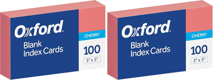 Blank Color Index Cards, 3" x 5", Cherry, 100 Per Pack (7320 CHE)