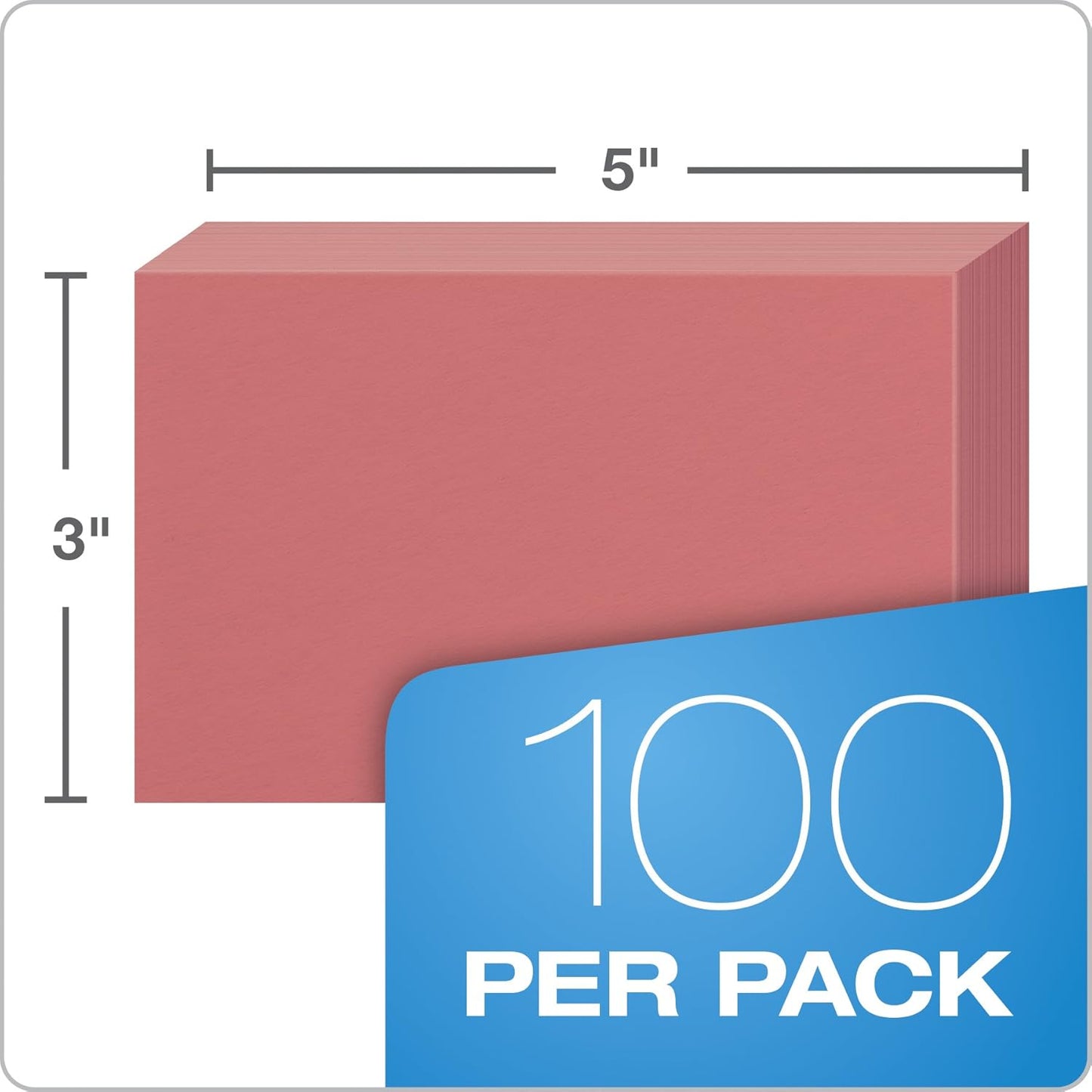 Blank Color Index Cards, 3" x 5", Cherry, 100 Per Pack (7320 CHE)