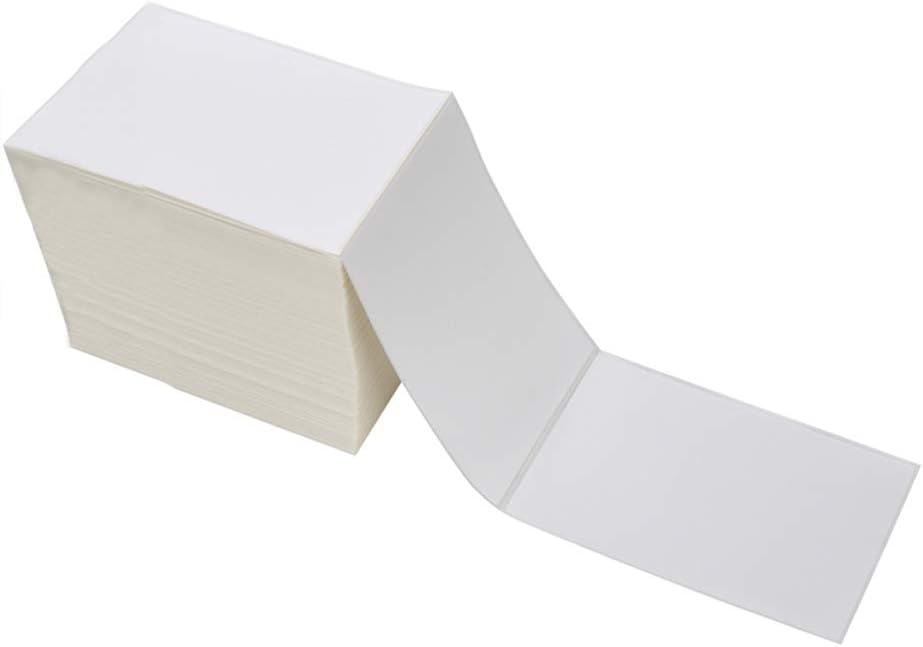 9527 Product Fanfold 4 x 6 Direct Thermal Labels White Perforated Shipping Labels, 500pcs per Stack,1 Stack