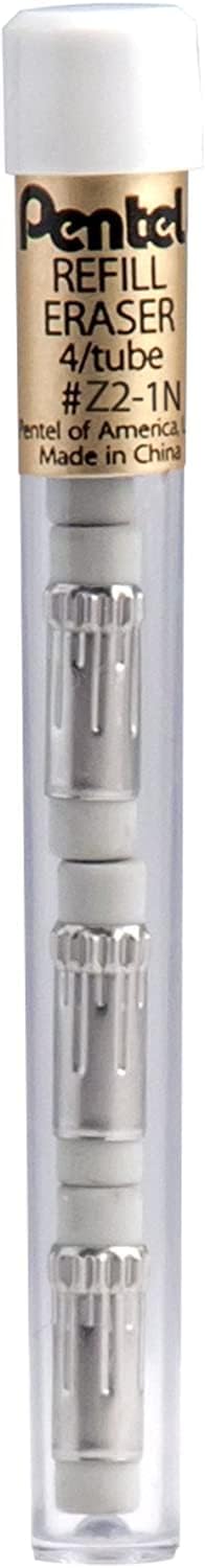Pentel Super Hi-Polymer HB 7mm Lead Refill Pack - 6 Packs of 30 Leads & 3 Packs of 4 Latex-Free White Erasers - Mechanical Pencil Refills