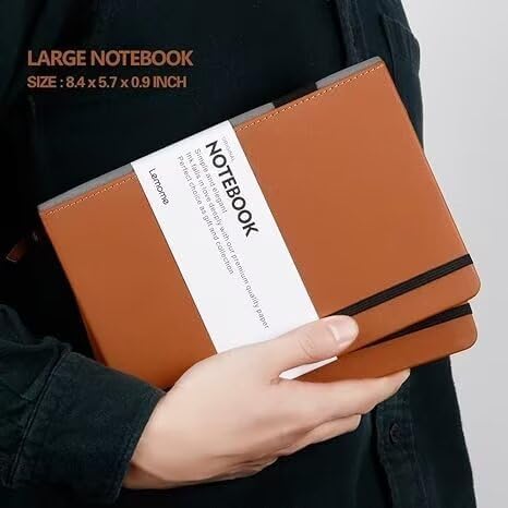 Lemome Grid Paper Notebook Hardcover Classic Notebook with Pen Holder - Page Dividers Presents 8.4 x 5.7 in