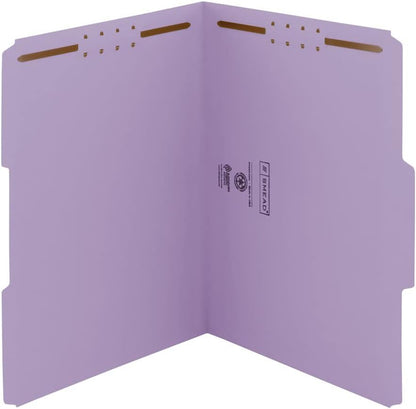 Smead Fastener File Folders, Reinforced 1/3-Cut Tabs, 2 Fasteners, Letter Size, Blue, 50 per Box (12040)