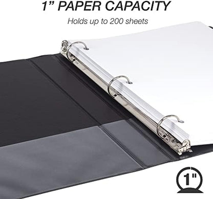 Samsill 1.5 Inch 3 Ring Binders, Economy Round Ring, Clear View Cover, 325 Sheet Capacity - for School, Home, Office - White, 4 Pack